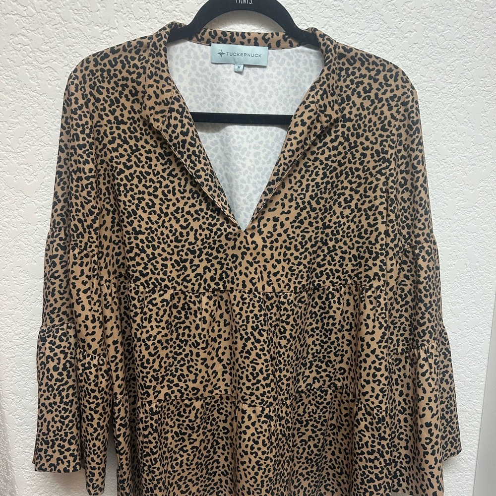 Tuckernuck Tan and Black Leopard Print Blouse